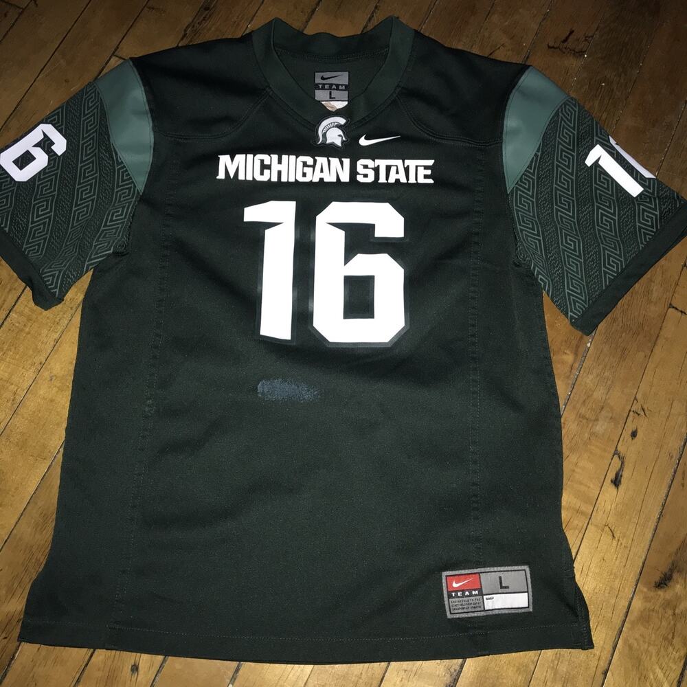 Michigan State Spartans Youth Large Football Jersey Green #16‎ Nike Team
